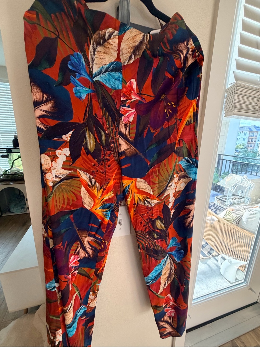 High-Rise Tropical Print Trousers - Orange Multi - Picture 4 of 4